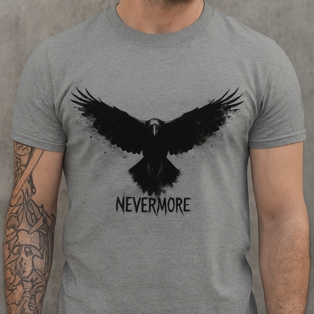 NEVERMORE Raven Graphic Tee | Gothic Grunge Shirt | Poe Inspired | Unisex
